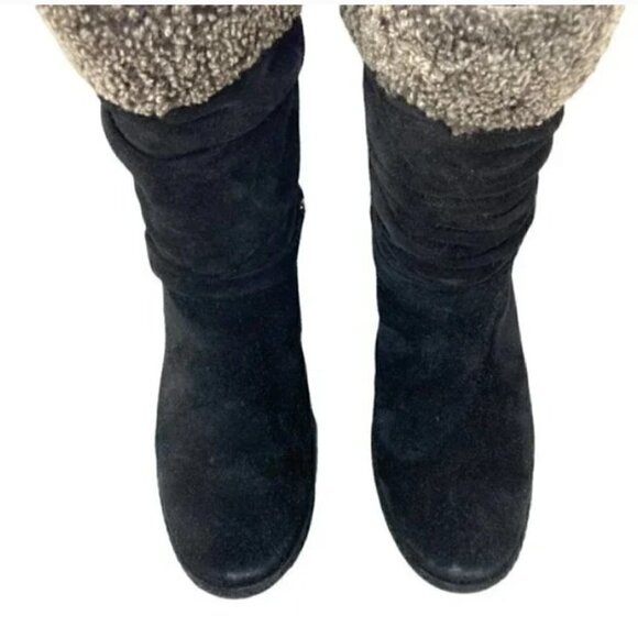 Stuart Weitzman Black Spanish Suede Slouch Wool Ankle Boots - Size 7.5 - Picture 7 of 12